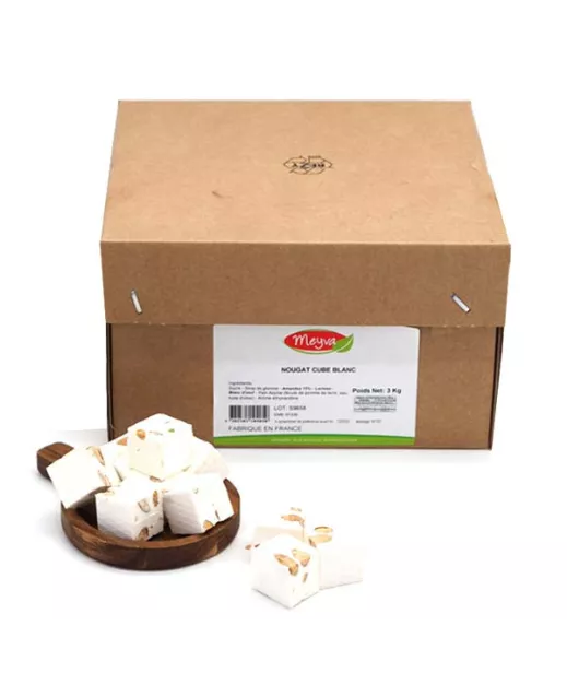 MEYVA - NOUGAT CUBE BLANC AMANDE - ORIGINE FRANCE - 3KG